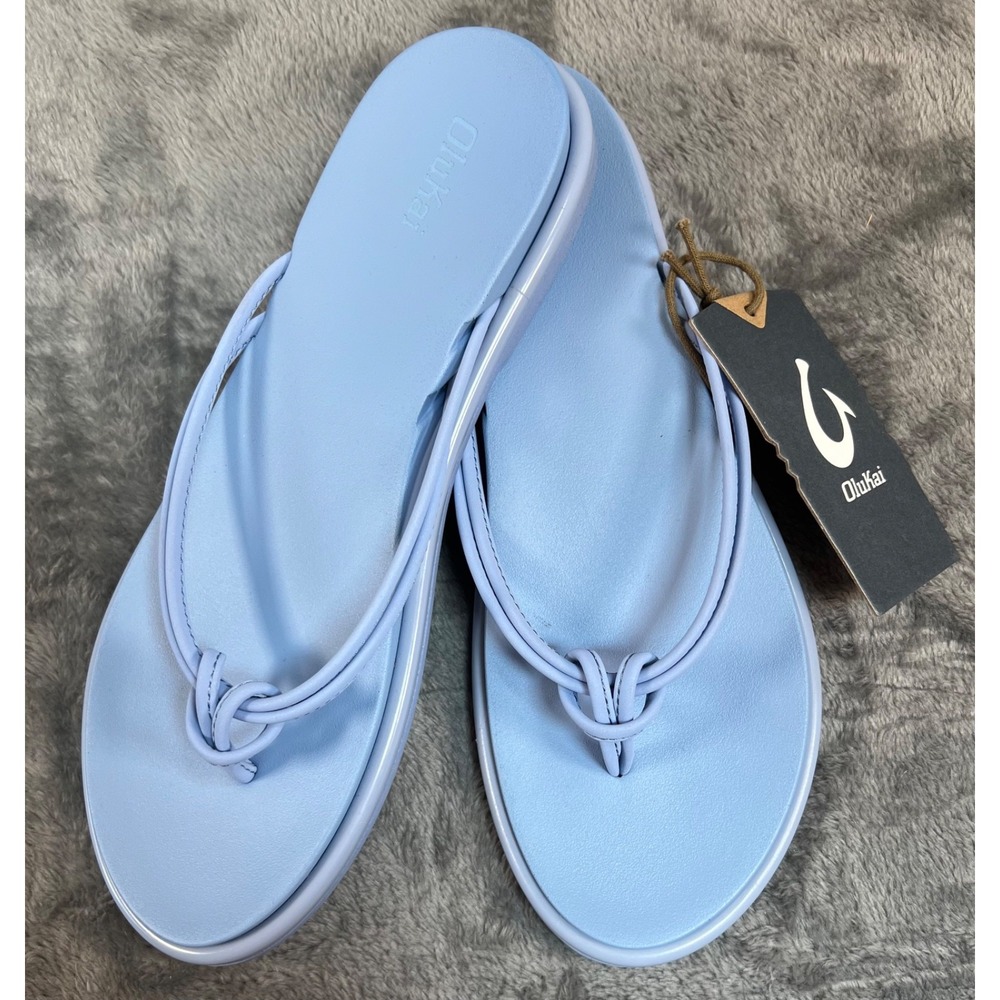 NWT OLUKAI Aka Sandals Womens Size 9 Cloud Blue Summer Bright Vacation Beach